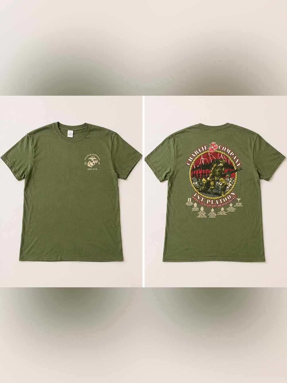 Vintage Double Sided Charlie Company Officer Candidates School Graphic Tee XL